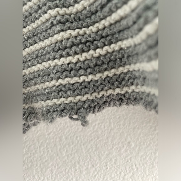 Frame gray & white striped scoop neck split sleeve cotton sweater | S - Picture 11 of 13